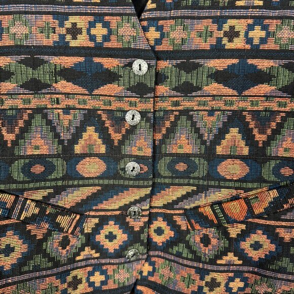Vintage 90s Tapestry Vest, Aztec Southwestern Pattern, Boho Festival Aesthetic - Picture 6 of 7